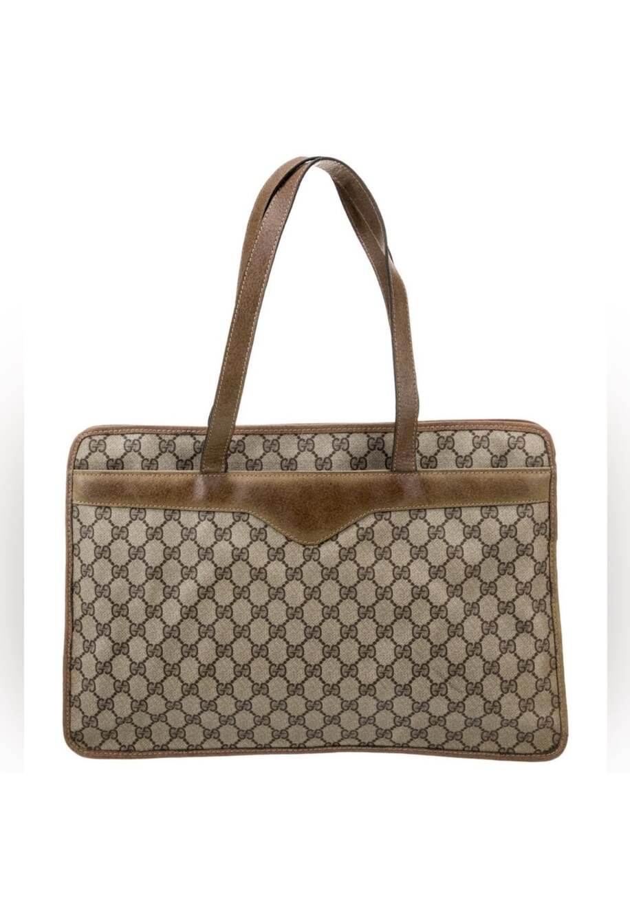 Vintage design inspired Canvas Tote Bag with Leather Trim - Picture 3 of 4